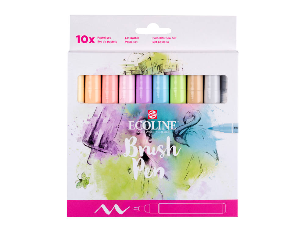 Pack de 10 ecoline brush pen pastel