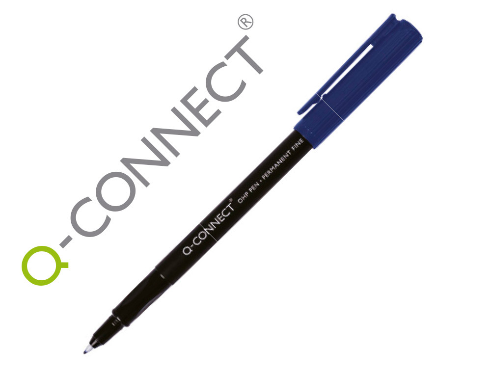 Rotulador q-connect retroproyeccion punta fibra super fina redonda 0.5 mm permanente azul