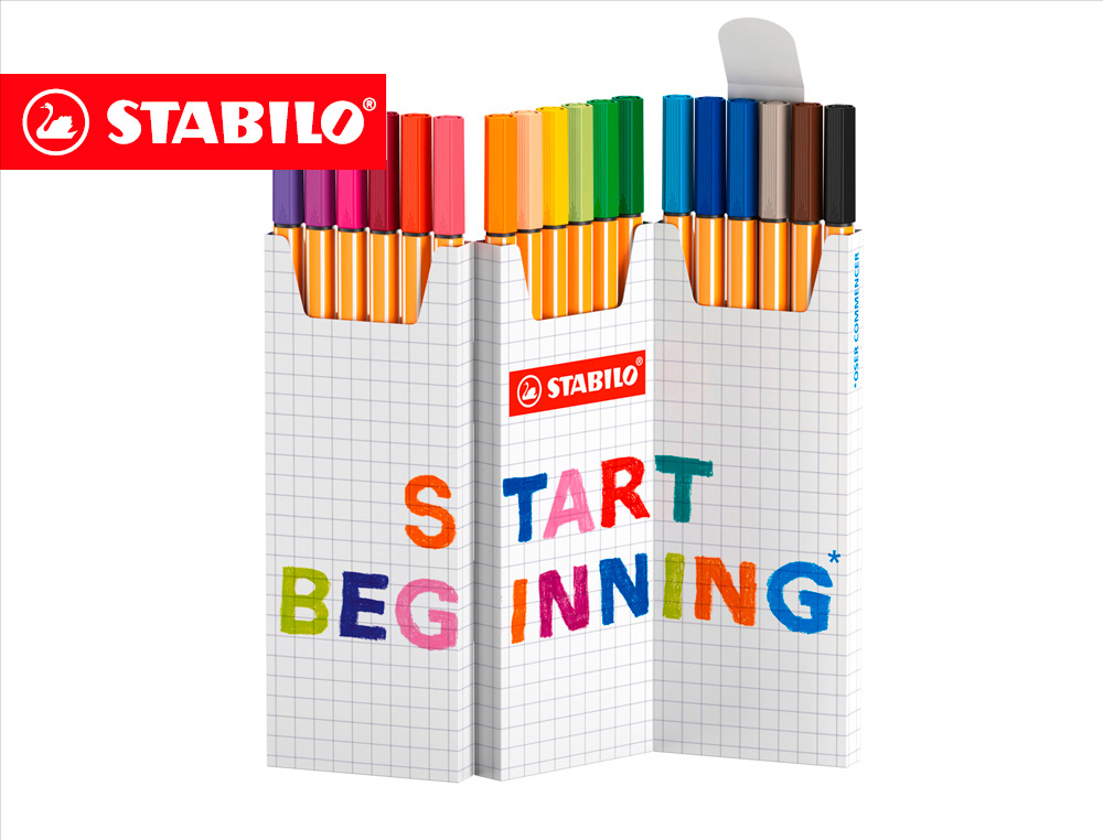 Rotulador stabilo punta de fibra point 88 zi-zag estuche de 18 unidades colores surtidos