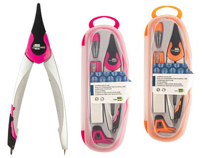 Compas liderpapel adaptador universal minas afilaminas y goma colores surtidos