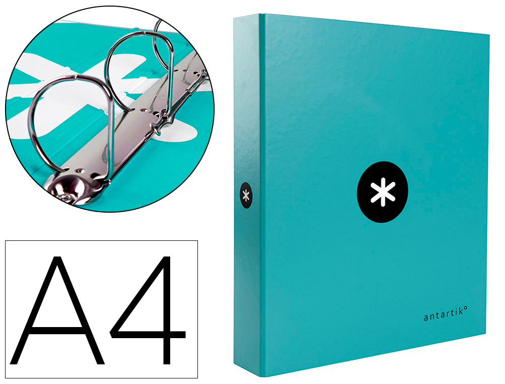 Carpeta 4 anillas 40 mm mixtas antartik a4 forrada color menta