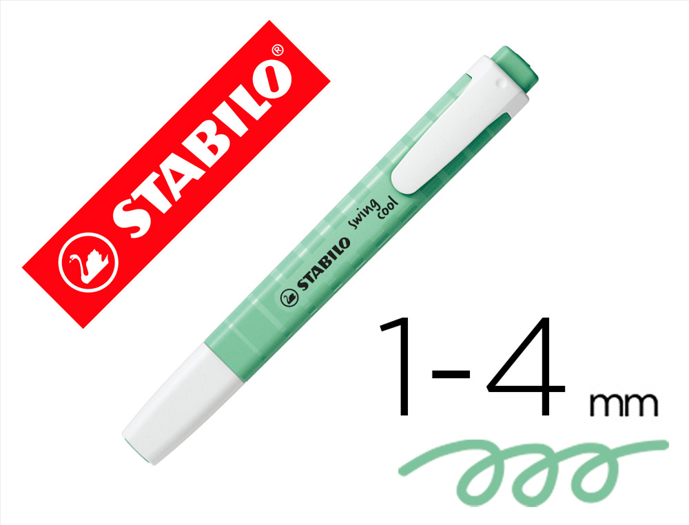 Rotulador stabilo fluorescente swing cool pastel verde menta