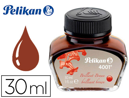 Tinta estilografica pelikan 4001 marron brillante bote 30 ml