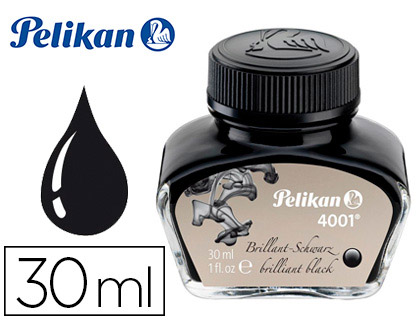 Tinta estilografica pelikan 4001 negro brillante bote 30 ml