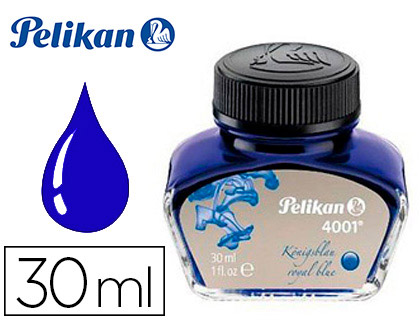Tinta estilografica pelikan 4001 azul real bote 30 ml
