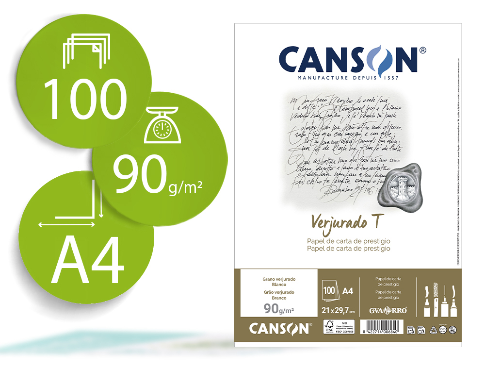 Papel torreon blanco a4 90 gr paquete de 100 hojas